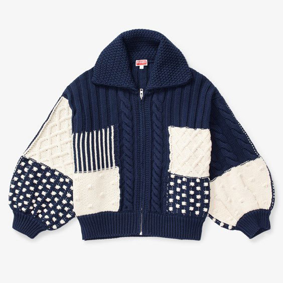 Sveter KENZO Patchwork Zipup Cardigan Navy | FD52CA3613CH.77, 0