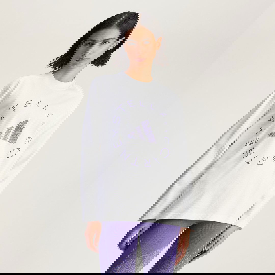 Tričko adidas Performance adidas By Stella McCartney Oversized Graphic Long Sleeve Tee Biela | JM3680, 0