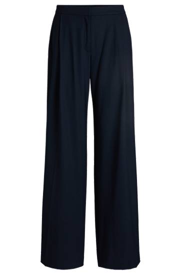 Nohavice BOSS Regular-Fit Pleated Trousers Navy | 50530103, 0