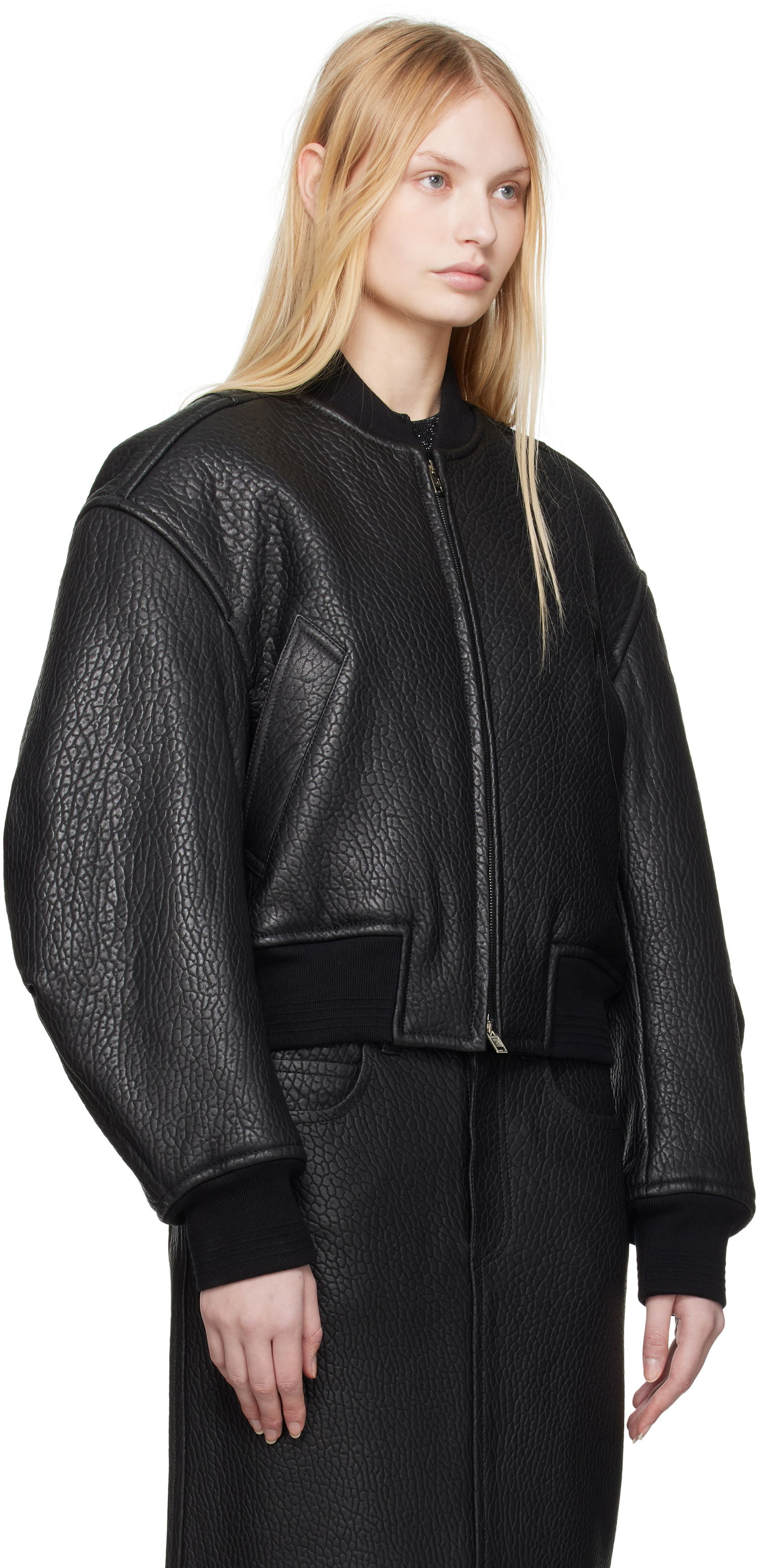 Bomber bunda Alexander Wang Alexander Wang Cropped Leather Bomber Jacket Čierna | 1WC1252627, 1