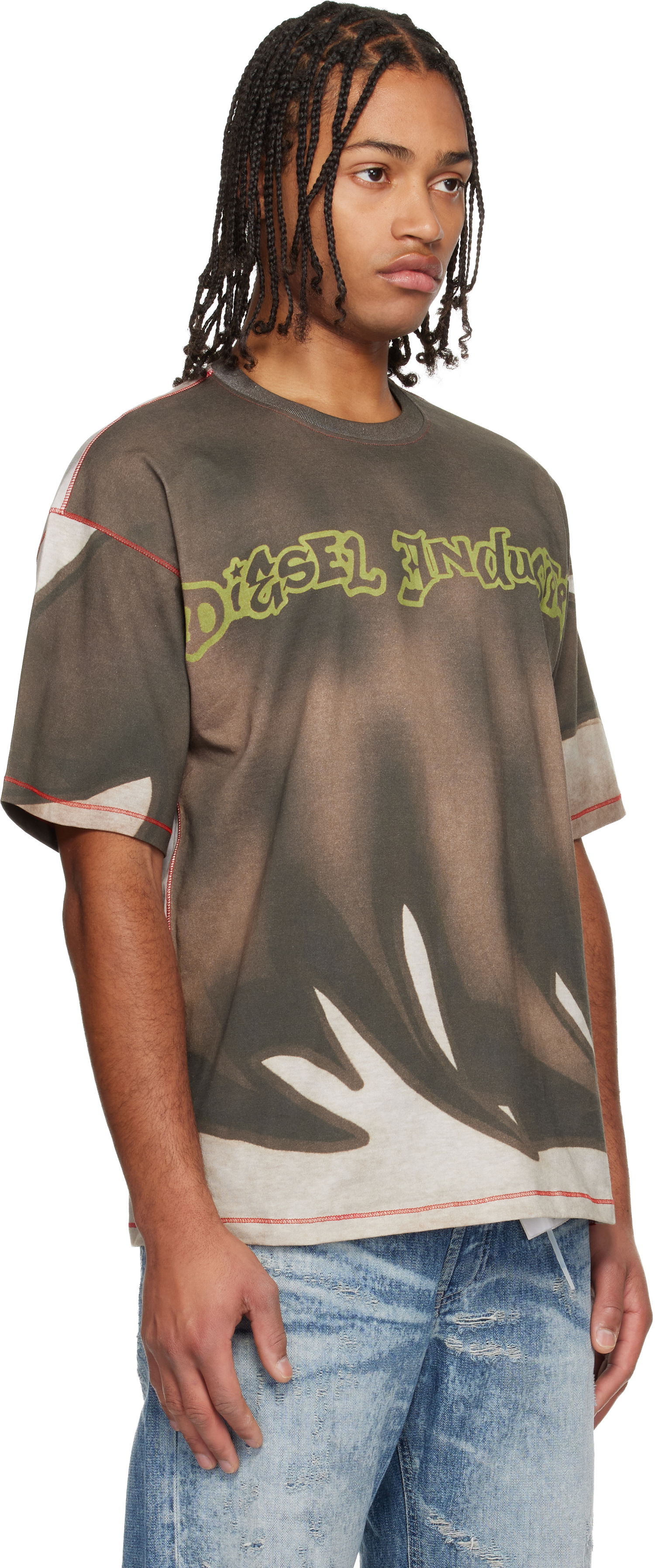 Tričko Diesel T-Boxt-Show Oversized Washed Graphic T-shirt with Contrast Stitching Rôznofarebný | A21230-0BKBY-7FMA, 1