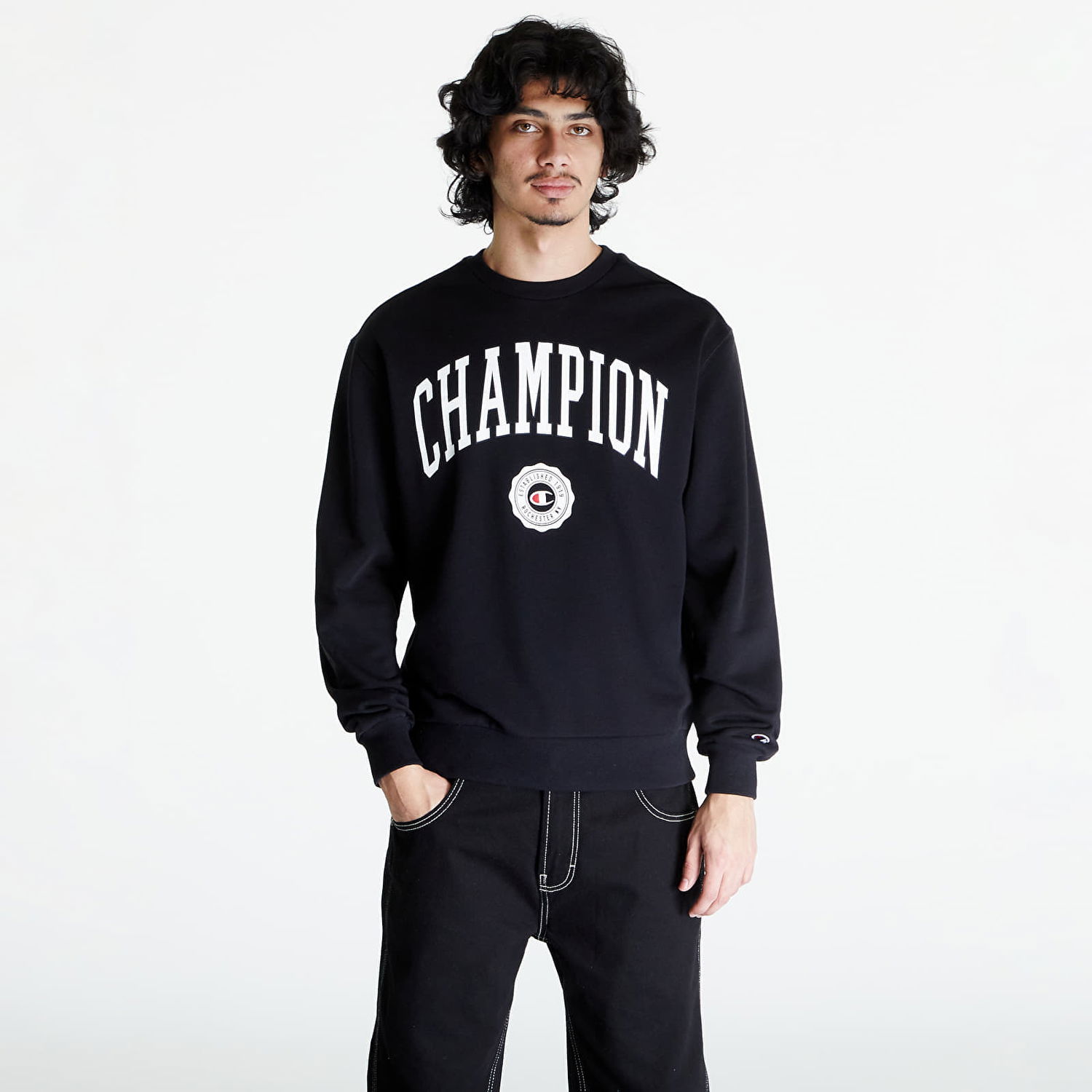 Mikina Champion Men's hoodie Crewneck Sweatshirt Black Čierna | 219839 CHA KK001, 0