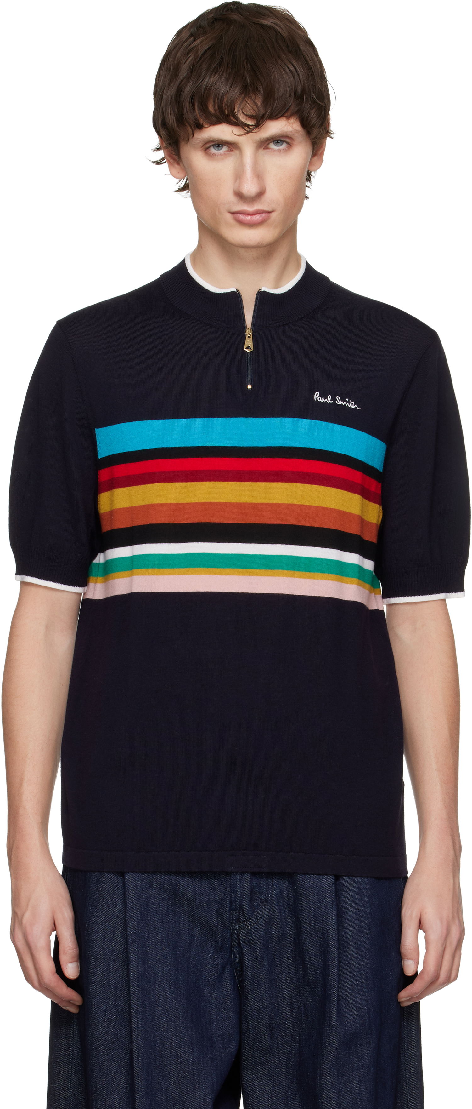 Tričko Paul Smith Signature Stripe Merino Wool Cycle T-shirt Navy | M1R-528Z-T02882-49, 0