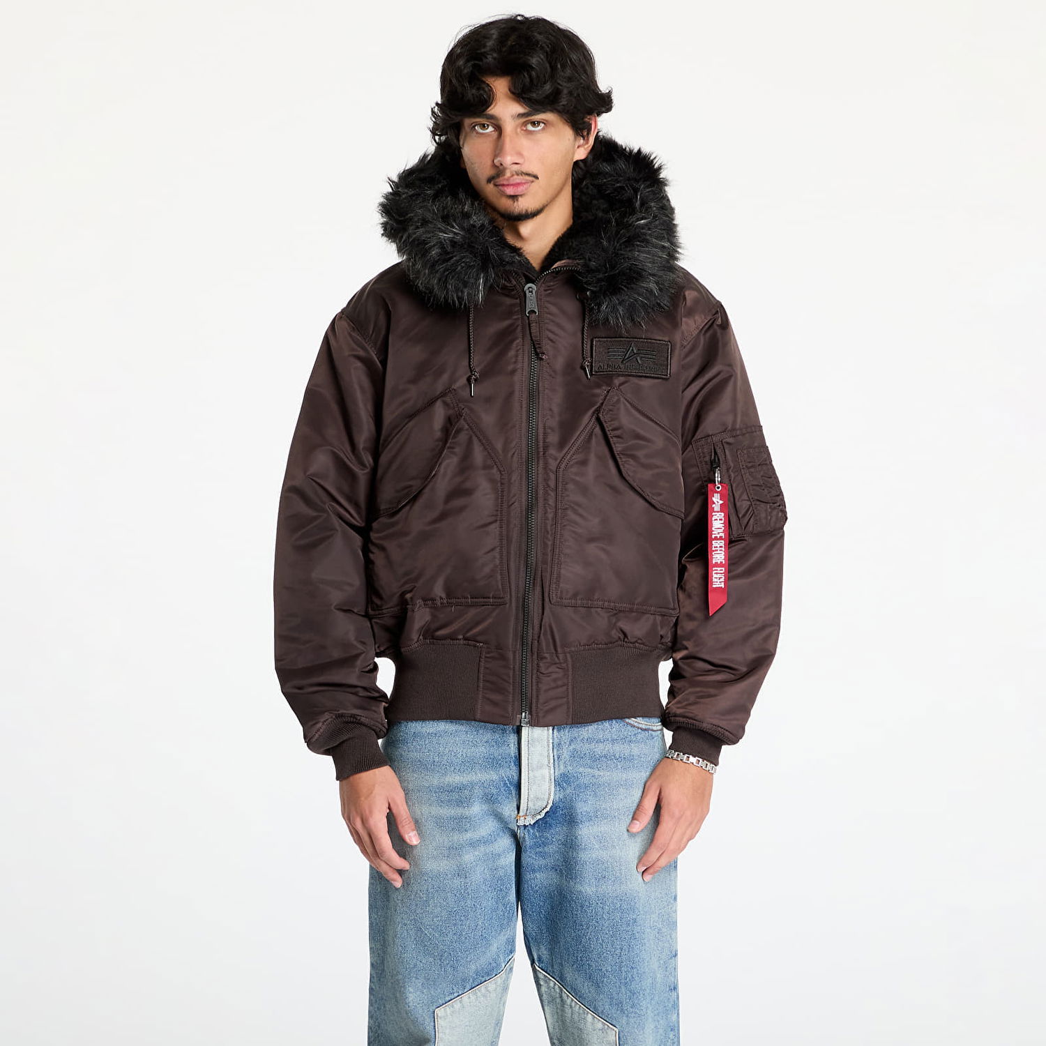 Bunda Alpha Industries 45P Hooded Custom Jacket Hunter Brown L Čierna | 113145 696, 0