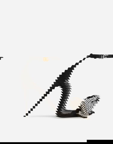 Tenisky a topánky Dolce & Gabbana Satin Sandals With Rhinestone Embellishment Čierna | CR1793A9S438S488, 0