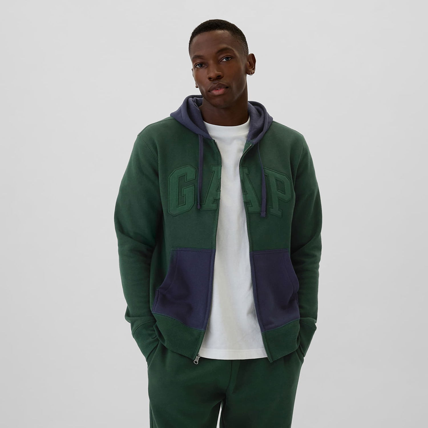 Mikina GAP Sweatshirt Logo Fullzip Hoodie Essex Green XXL Navy | 543905-01, 0