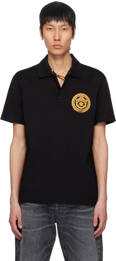 Polo tričko Versace Versace Embroidered Chain Crest Polo Čierna | 1013906_1A13413, 0