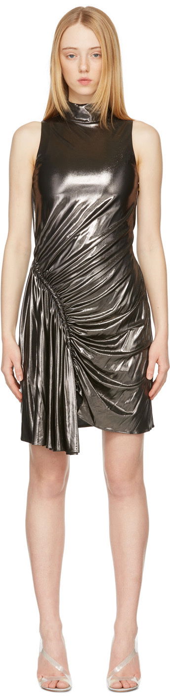 Šaty Balmain Balmain Ruched Mini Dress Metalická | XF1R5440JB69, 0