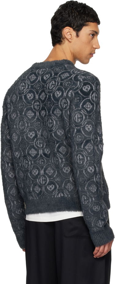 Sveter Casablanca Fluffy Monogram Sweater Šedá | M-AW25-KW-1095-01, 2