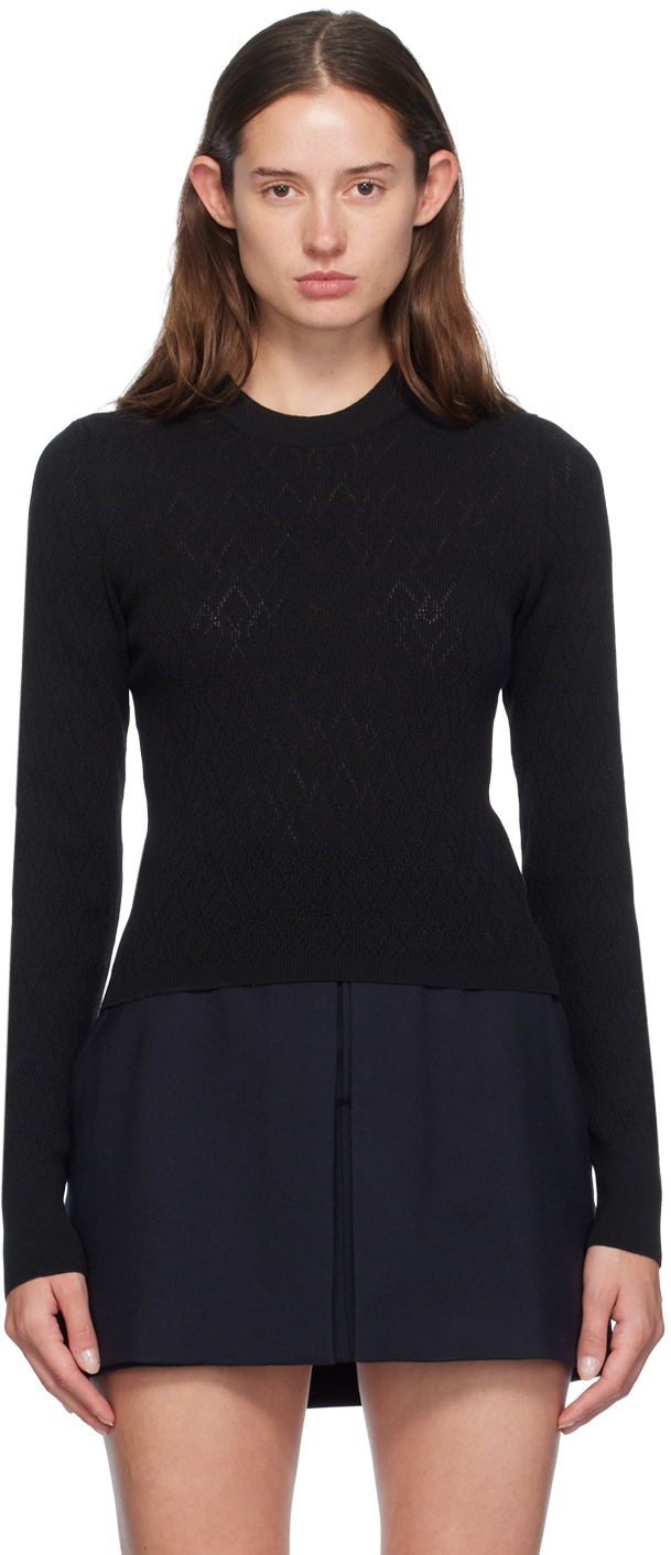 Sveter AMI Paris Black Pointelle Sweater Čierna | FKS135.KN0049, 0