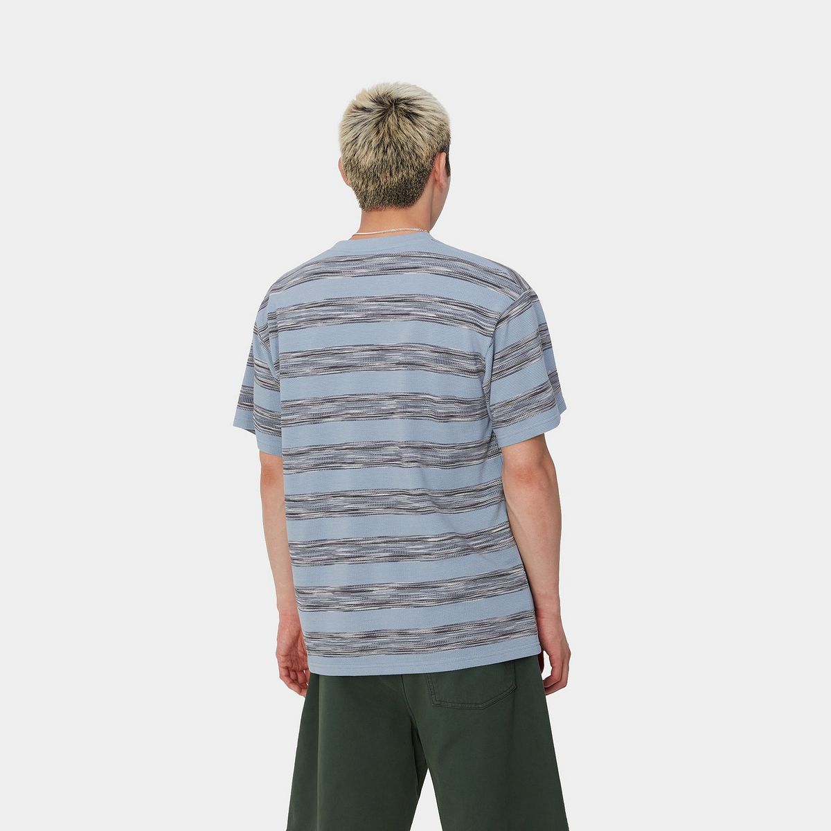Tričko Carhartt WIP Short Sleeve Pocket T-Shirt in Misty Sky Stripe Modrá | I033679_5, 1