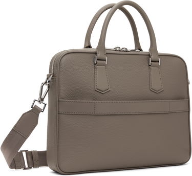 Taška cez rameno BOSS BOSS Grained Leather Briefcase Šedá | 50536146, 2