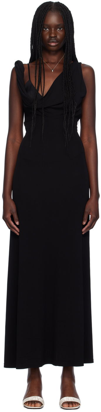Šaty TOTEME Twist Drape Maxi Dress Čierna | 243-WRD2970-FB0162, 0