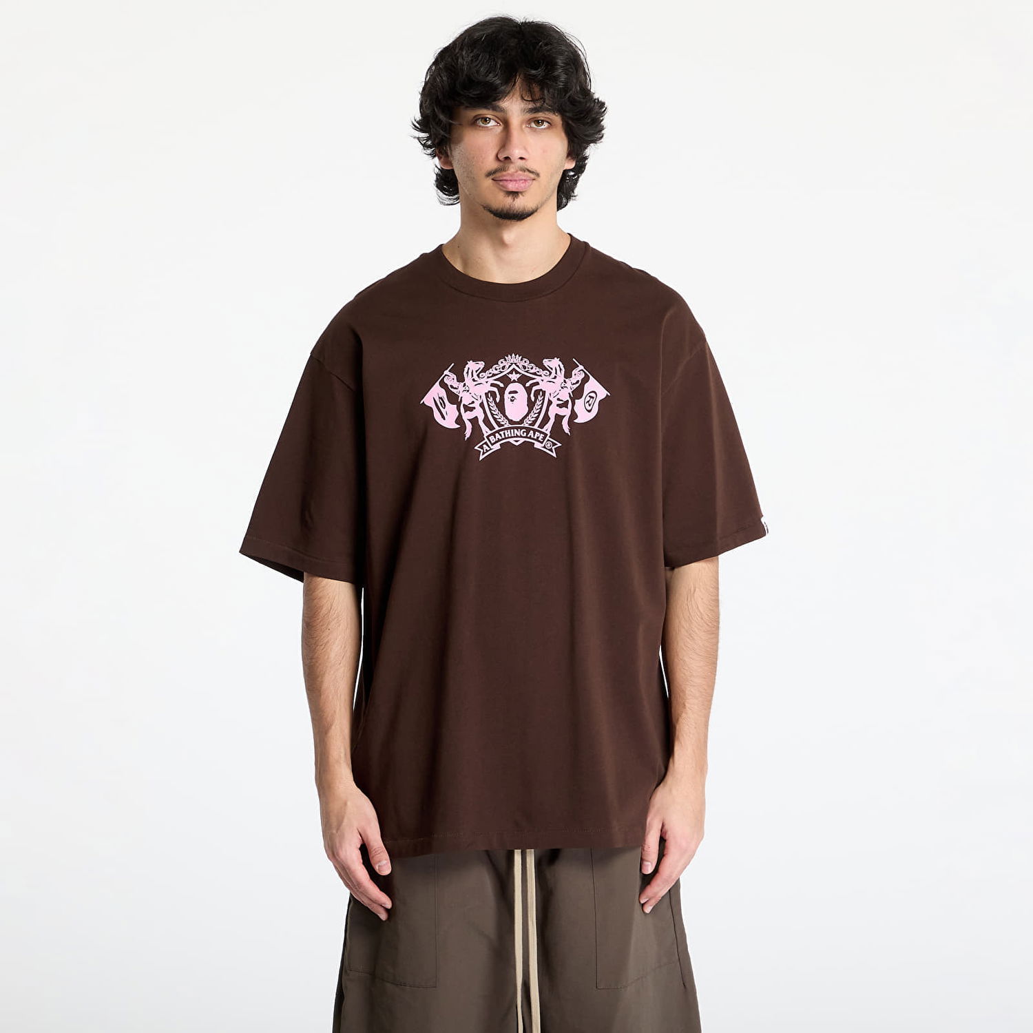 Tričko BAPE A BATHING APE College Logo Relaxed Fit Tee Hnedá | 001TEL301316MBRW, 0