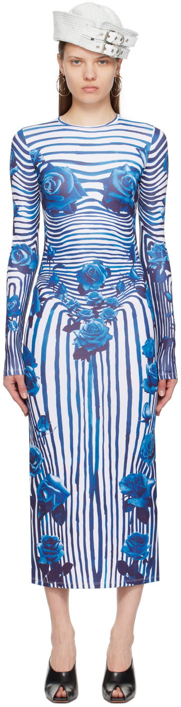 Šaty Jean Paul Gaultier Flower Morphing Maxi Dress Modrá | 24/25-F-RO166-J551-015951, 0