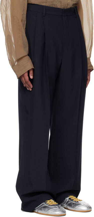 Nohavice Dries Van Noten Dries Van Noten Wool Straight-Leg Trousers Navy | 251-020914-1063, 1