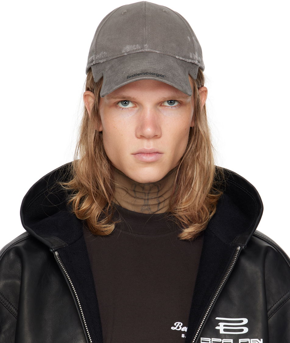 Šiltovka Balenciaga Embroidered-Logo Cotton Cap Šedá | 794890410B2, 0