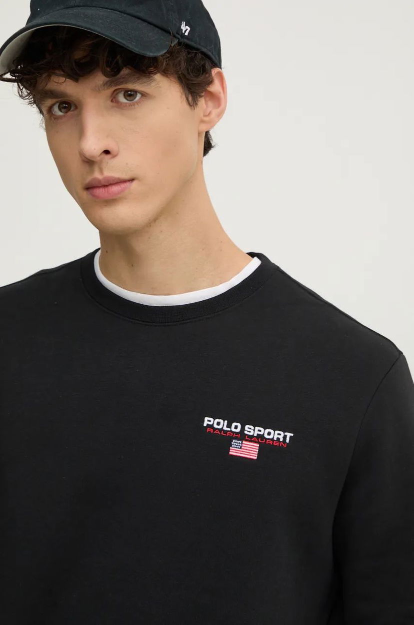Tričko Polo by Ralph Lauren Black Sweatshirt with Small Logo Čierna | 710949929
