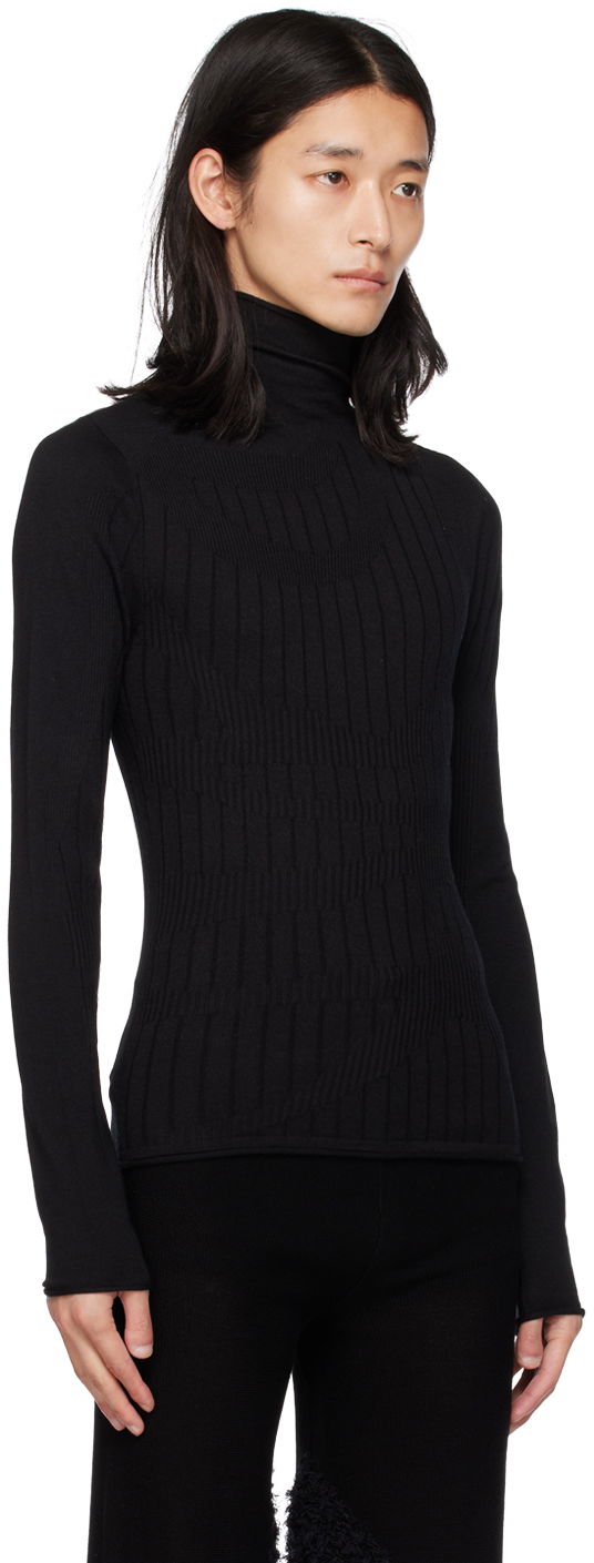Tričko Dion Lee Fitted Ribbed Turtleneck Top Čierna | C7104F22, 1