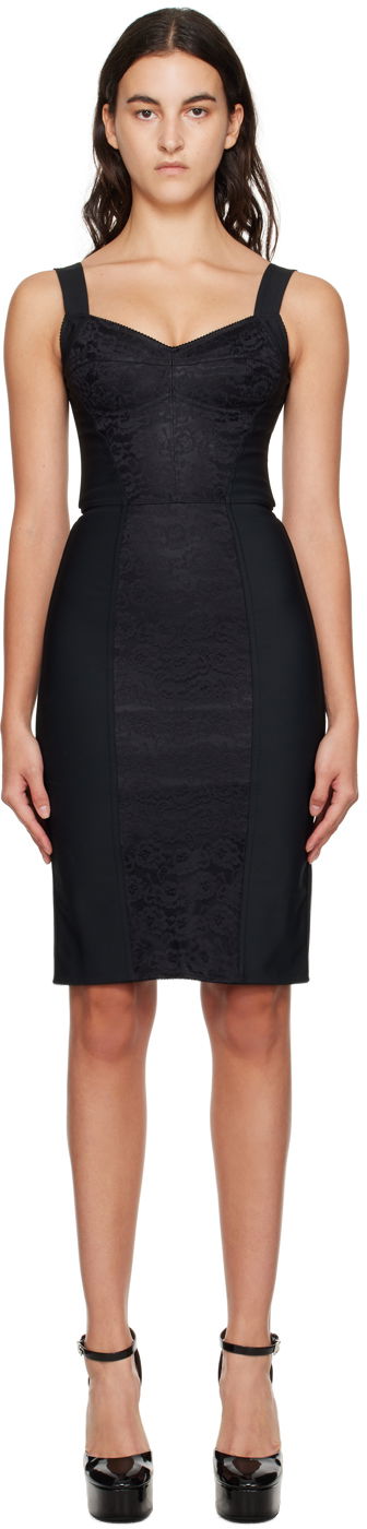 Šaty Dolce & Gabbana Black Corset-Style Midi Dress Čierna | F63G9T G9798, 0