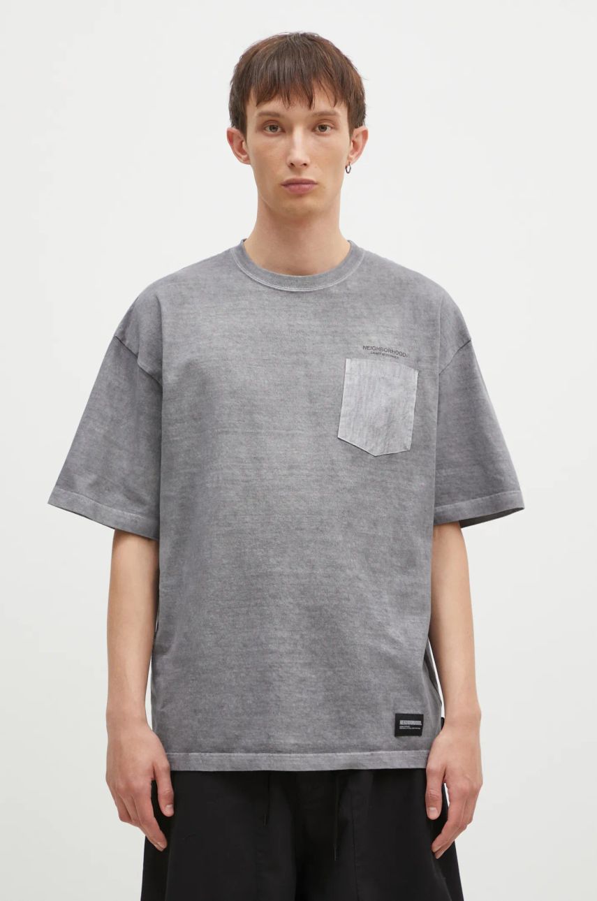 Tričko Neighborhood Pigment Dyed Crewneck T-Shirt Šedá | 242UNNH.CSM04, 0