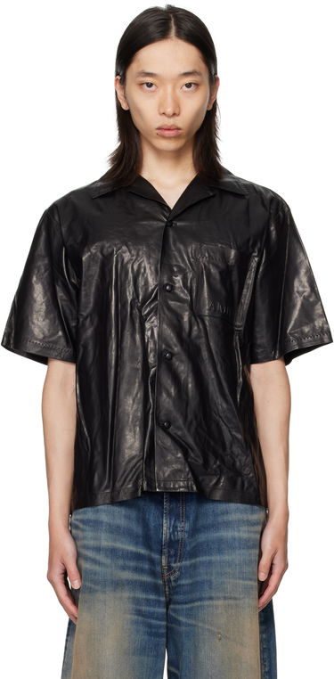 Košeľa AMIRI AMIRI Lightweight Camp Leather Shirt Čierna | AMLTIR1017, 0