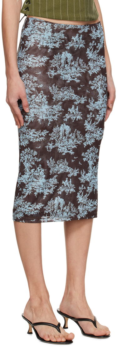 Sukňa Miaou Miaou Moni Toile Print Midi Skirt Hnedá | 4005PM2CHT, 1