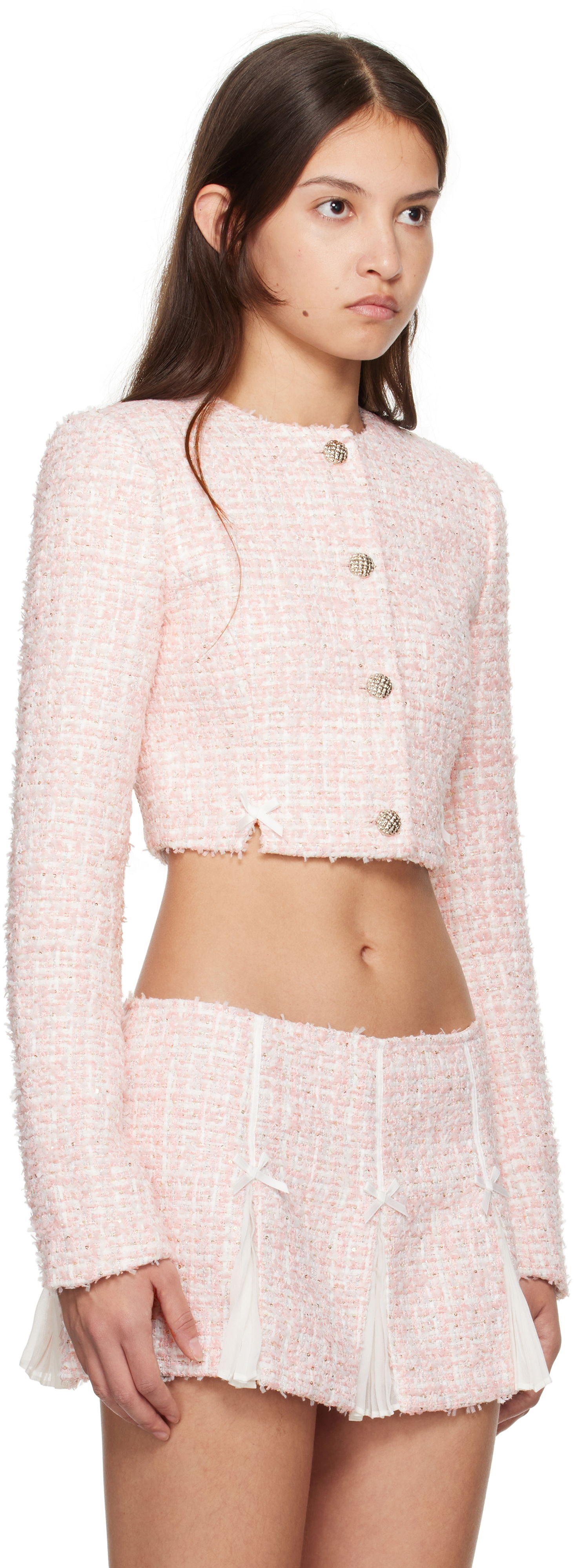 Bunda GUIZIO Guizio Colette Cropped Tweed Jacket Ružová | H24702W114, 1