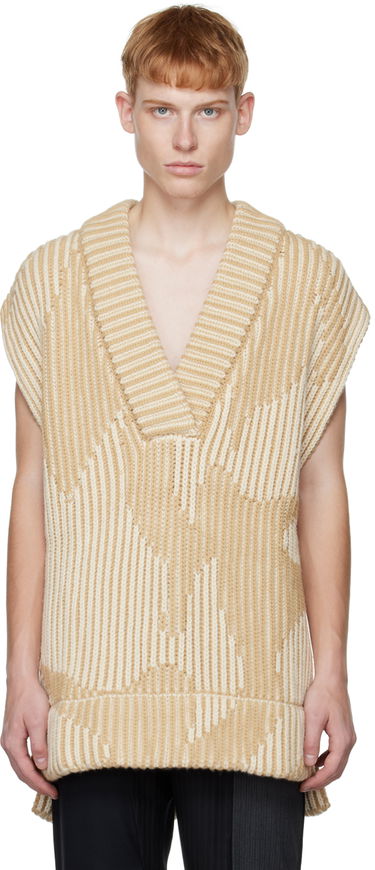 Sveter Feng Chen Wang Feng Chen Wang Jacquard Oversized V-Neck Vest Béžová | FUF14KT06K, 0