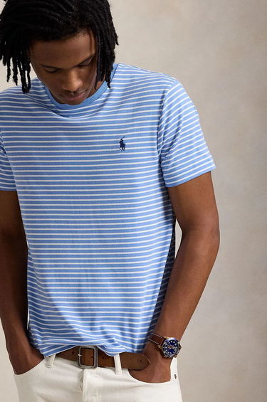 Tričko Polo by Ralph Lauren Striped Cotton T-Shirt Modrá | 710961128, 3
