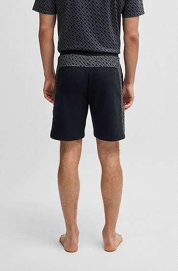Šortky BOSS Cotton-Blend Shorts with Monogram Panels Čierna | 50540525, 1