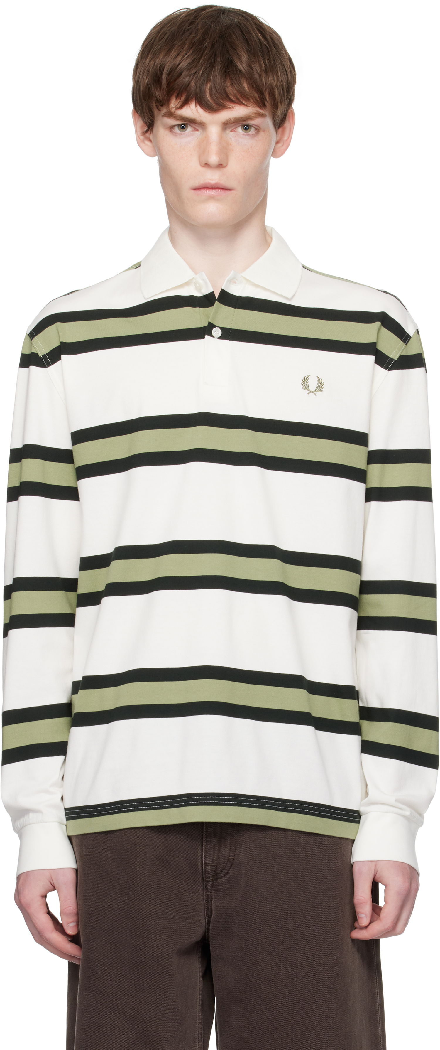 Polo tričko Fred Perry Fred Perry Striped Jersey Polo Biela | M9849, 0