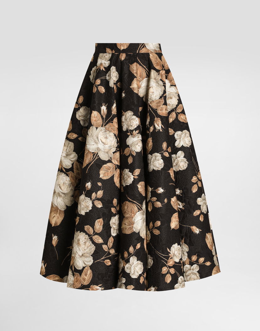Sukňa Dolce & Gabbana Dolce & Gabbana Vintage Rose-Print Brocade Midi Skirt Čierna | F4C6FTFSTBRHN5QQ