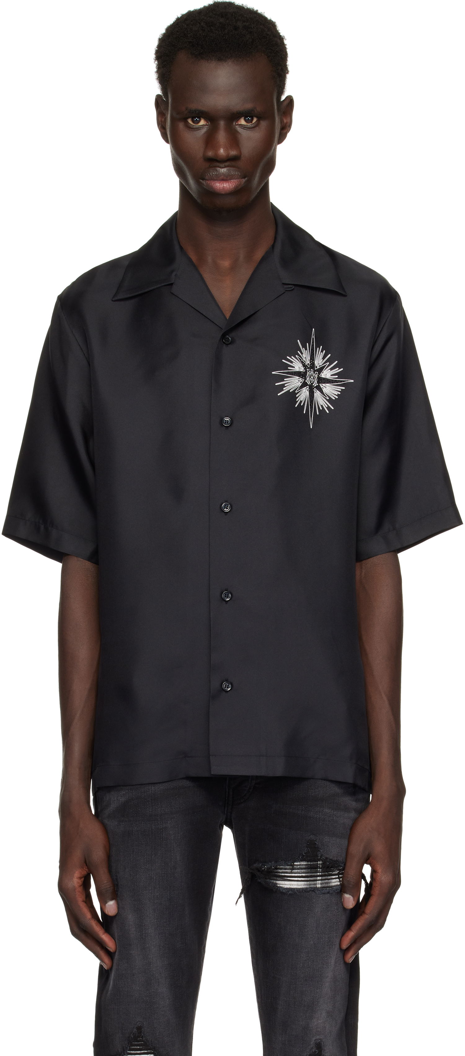 Košeľa AMIRI AMIRI Starburst Resort Shirt Čierna | AMSTCA1120, 0