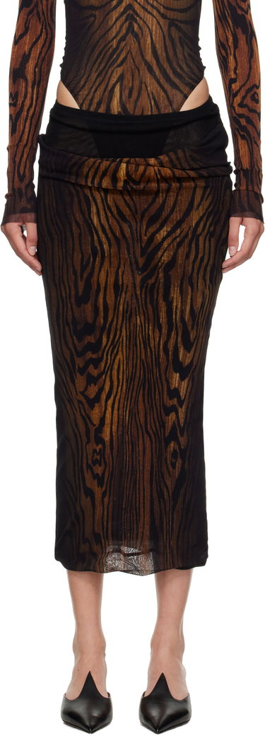 Sukňa Jean Paul Gaultier Jean Paul Gaultier 'The Long Draped Wood' Midi Skirt Hnedá | 25/03-W-SK011-M002P-0060, 0