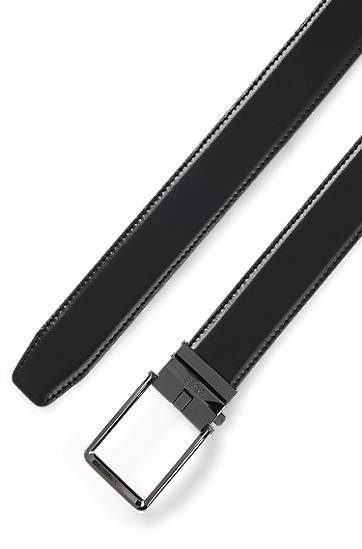 Opasok BOSS Leather Automatic Belt with Logo Keeper Čierna | 50537049, 1
