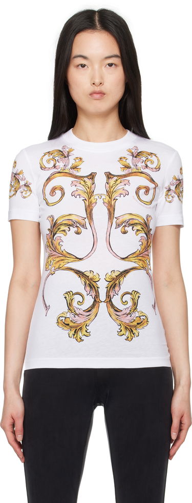 Tričko Versace Versace Jeans Couture Outline Barocco T-Shirt Biela | E78HAH6P8_EJS472, 0