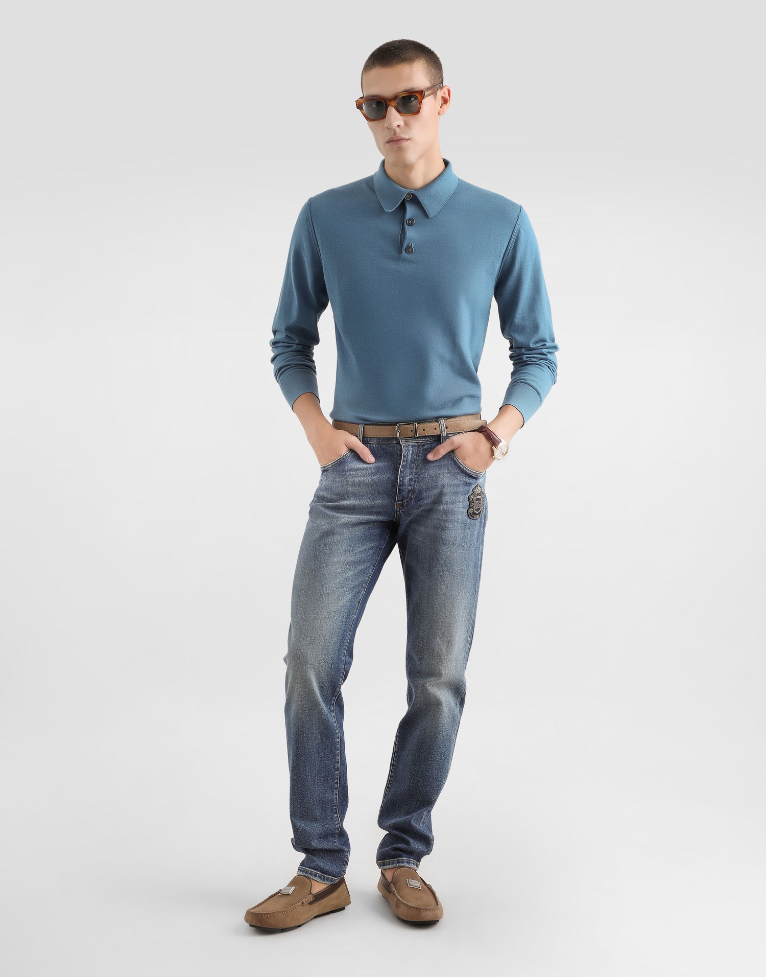 Polo tričko Dolce & Gabbana Cashmere Polo Shirt Modrá | GXZ25TJBW1PB0786, 1