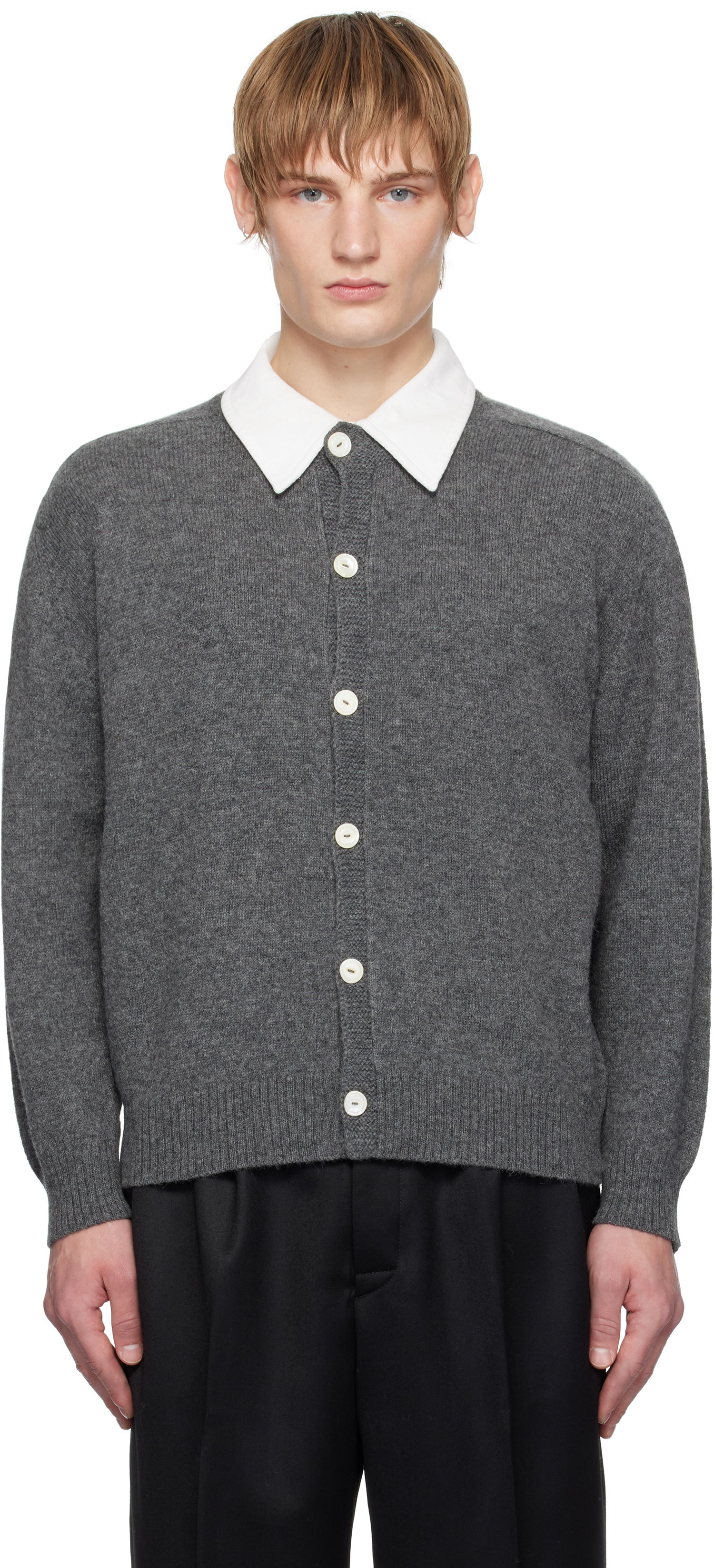 Sveter Bode Wool Knit Cardigan Šedá | MRF24KT037, 0