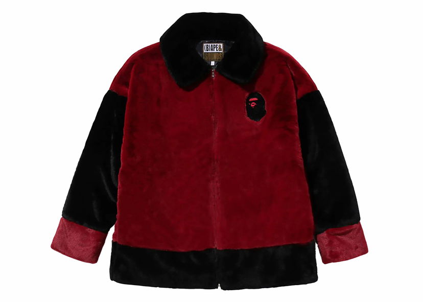Bunda BAPE BAPE (B)Ape Faux Fur Jacket Burgundy Vínová | 1J80-140-004