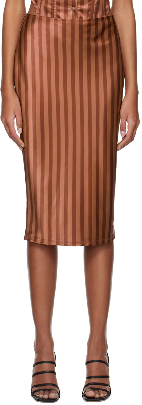 Sukňa Miaou Miaou Work Capsule Verona Striped Midi Skirt Hnedá | 4033SS3DVC, 0