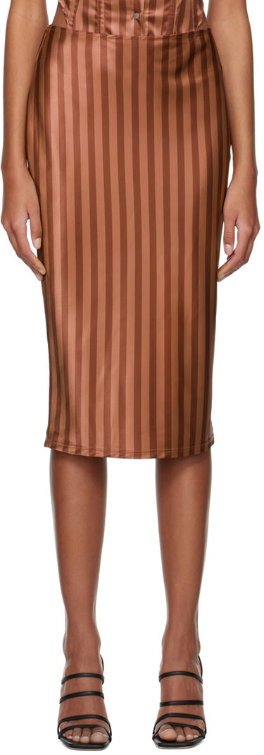 Sukňa Miaou Miaou Work Capsule Verona Striped Midi Skirt Hnedá | 4033SS3DVC, 0