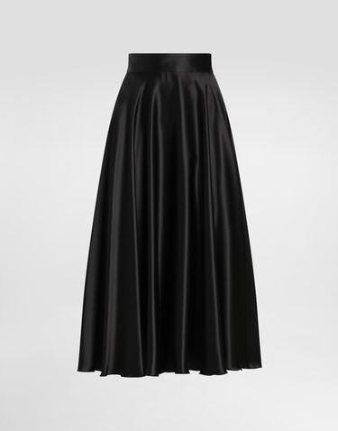 Sukňa Dolce & Gabbana Dolce & Gabbana Calf-Length Silk Satin Circle Skirt Čierna | F4CSOTFU1NUN0000, 0
