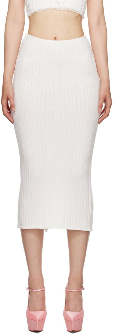 Sukňa GUIZIO Guizio Ribbed Midi Skirt Biela | H23613S011, 0