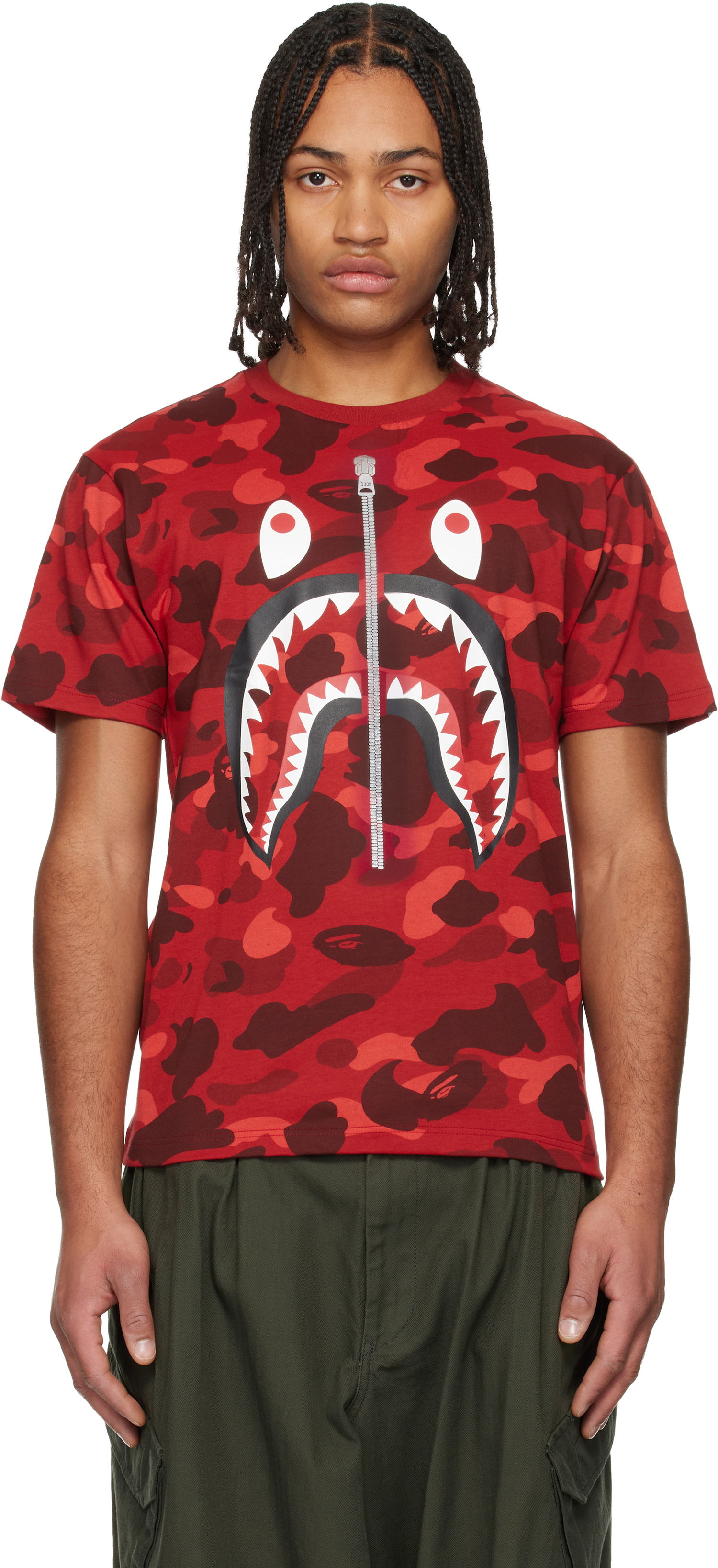 Tričko BAPE Camo Shark T-shirt Červená | 001CSL801017M, 0