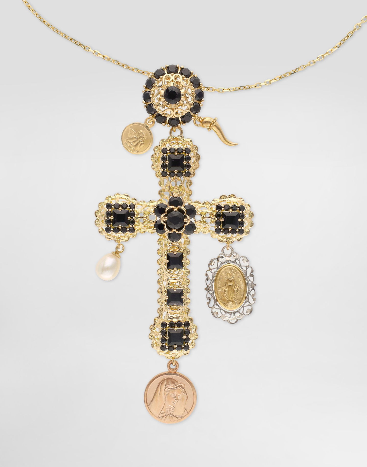 Náhrdelník Dolce & Gabbana Dolce & Gabbana Sicily 18K Gold & Black Sapphire Cross Pendant Necklace Rôznofarebný | WADC1GWSLE1ZOO00, 1