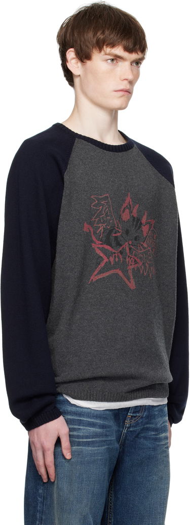 Sveter We11done We11done Printed Raglan Knit Pullover Sweater Šedá | WD-KO2-25-659-U-CH, 1