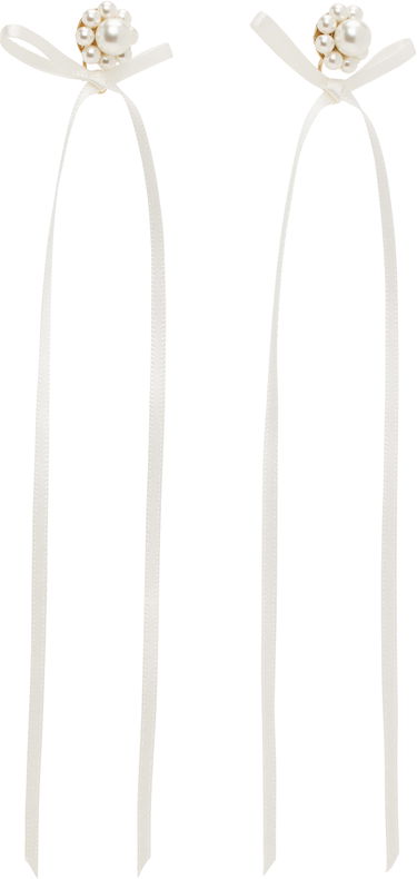 Náušnice Simone Rocha Simone Rocha Bow Ribbon Stud Earrings Biela | ERG389S 0904, 1