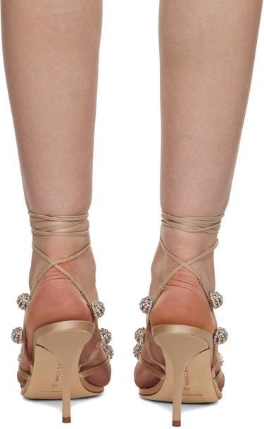 Doplnky Manolo Blahnik Manolo Blahnik Elsaka Crystal-Embellished Satin Heeled Sandals Béžová | 422-1358, 1