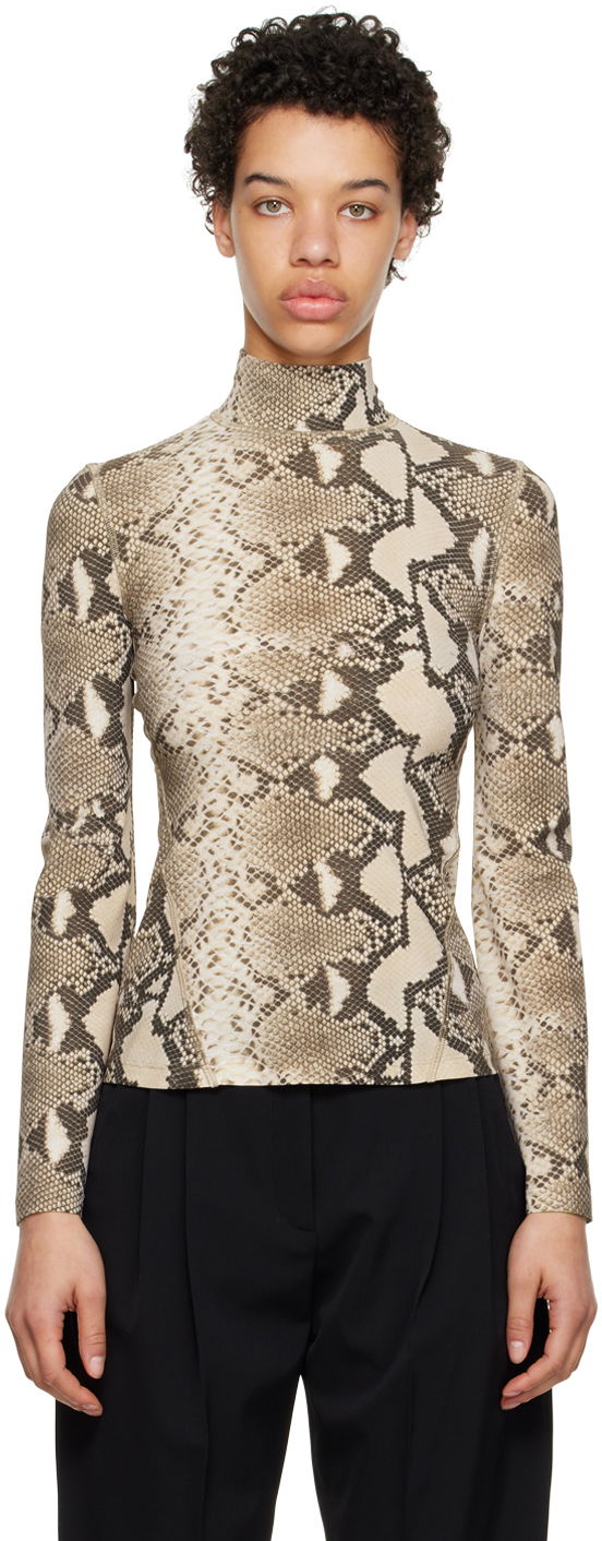 Tričko Stella McCartney Stella McCartney Python Print Long Sleeve T-Shirt Béžová | 6J01903SPX60, 0